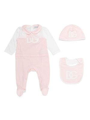 Dolce & Gabbana Kids robe en coton à logo appliqué - Rose