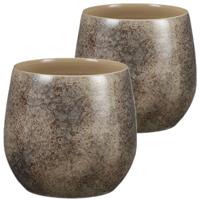 Mica Decorations Plantenpot - 2x - terracotta - natuur bruin - 24 x 22 cm - bloempot