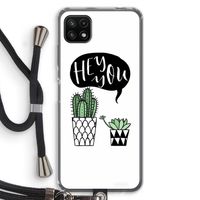 Hey you cactus: Samsung Galaxy A22 5G Transparant Hoesje met koord
