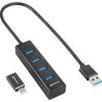 Sharkoon 4-port usb 3.2 gen 1 aluminium usb-hub (zwart)