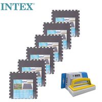 Intex - Zwembadtegels Grijs - 6 verpakkingen van 8 tegels - 12m² & WAYS scrubborstel - thumbnail