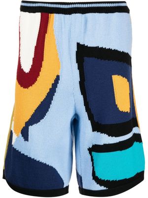 Bethany Williams short en maille à imprimé abstrait - Bleu