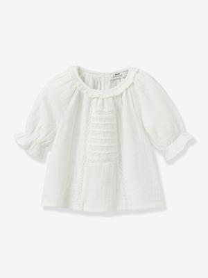 Blouse van Engels borduurwerk in katoenen gaas CYRILLUS ecru