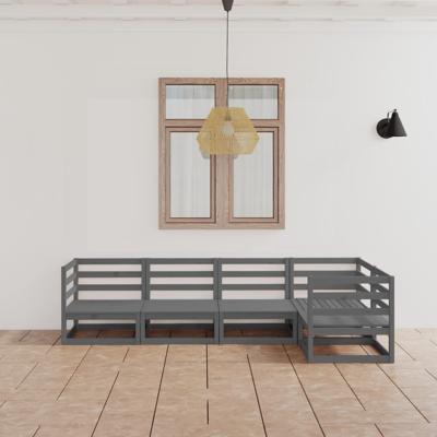 5-delige Loungeset massief grenenhout grijs