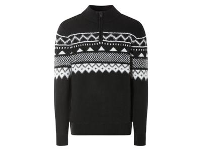 LIVERGY Gebreide heren trui (Zwart/wit, S)
