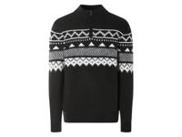 LIVERGY Gebreide heren trui (Zwart/wit, XL)