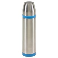 RVS thermosfles/isoleerkan 0,5 liter zilver/blauw   -
