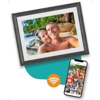 Pora&co Digitale Fotolijst met WiFi & Frameo App 10 inch, wit / bruin