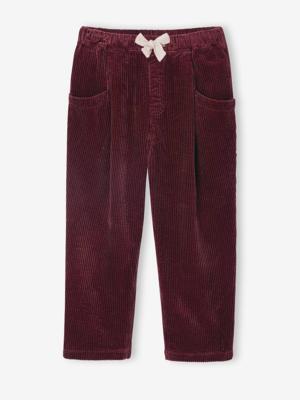 Meisjesbroek van fluweel / velours met losse pasvorm bordeauxrood