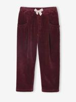 Meisjesbroek van fluweel / velours met losse pasvorm bordeauxrood