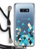 Gekleurde driehoekjes blauw: Samsung Galaxy S10e Transparant Hoesje met koord