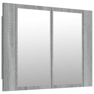 vidaXL Spiegelkast LED 60x12x45 cm bewerkt hout grijs sonoma eiken