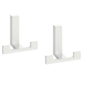 Luxe kapstokhaken of jashaken modern met dubbele haak - 4x - wit - 4 x 6 cm - metaal