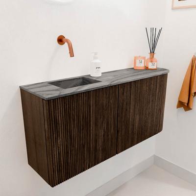 Toiletmeubel Mondiaz Joya Dlux | 91.6 cm | Meubelkleur Walnut | Faye wastafel Sombra Wasbak Links | Zonder kraangat(en)