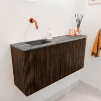 Toiletmeubel Mondiaz Joya Dlux | 91.6 cm | Meubelkleur Walnut | Faye wastafel Sombra Wasbak Links | Zonder kraangat(en)