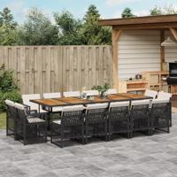 15-delige Tuinset met kussens poly rattan zwart