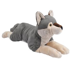 Wild Republic pluche knuffeldier Wolf - grijs - 41 cm - liggende knuffels - wolven