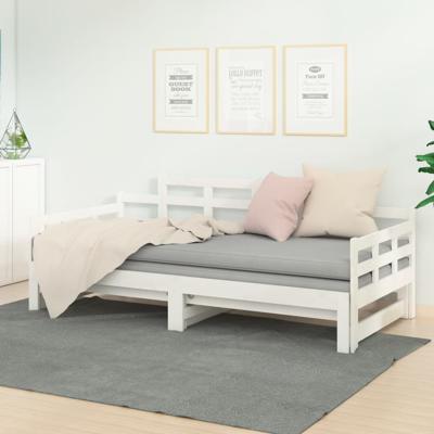 Slaapbank uitschuifbaar massief grenenhout wit 2x(90x200) cm