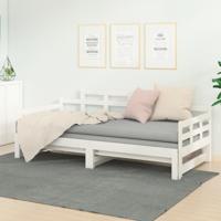 Slaapbank uitschuifbaar massief grenenhout wit 2x(90x200) cm