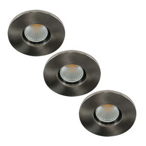 Set 3x Camilla LED spot compleet (incl. lichtbron) GU10 COB 5Watt rond NIKKEL IP65 dimbaar