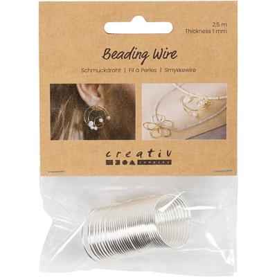 Creativ Company Sieradendraad, dikte 1 mm, verzilverd, 2.50 m/ 1 doos