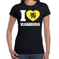 Zwart I love Vlaanderen t-shirt dames - thumbnail