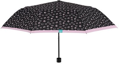 paraplu cirkels dames 97 cm microfiber zwart/roze