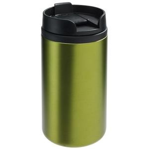 Thermosbeker/warmhoudbeker Koffie To Go - metallic groen - 290 ml - dubbelwandig - met schroefdop