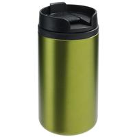 Thermosbeker/warmhoudbeker Koffie To Go - metallic groen - 290 ml - dubbelwandig - met schroefdop - thumbnail