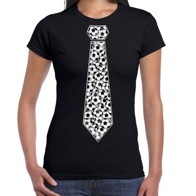 Verkleed T-shirt dames - zwart - voetbal stropdas - EK/WK feesten