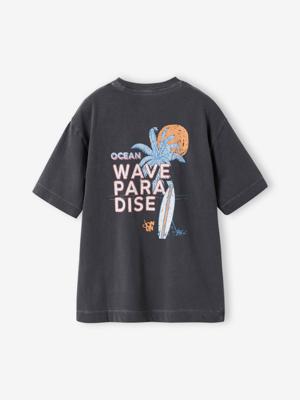 Oversized t-shirt voor jongens van katoen antraciet