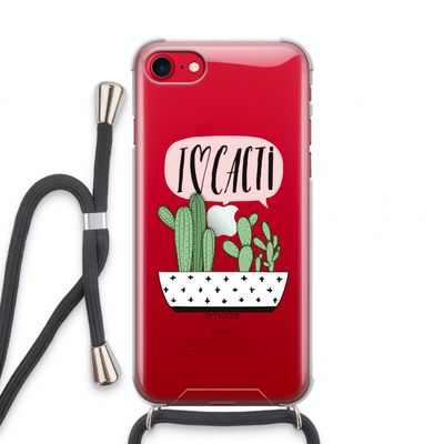 I love cacti: iPhone SE 2020 Transparant Hoesje met koord