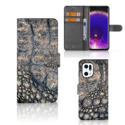 OPPO Find X5 Pro | Telefoonhoesje | Met pasjeshouder | Krokodillenprint