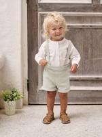Feestelijke set met overhemd + korte broek voor baby saliegroen