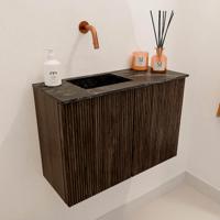 Toiletmeubel Mondiaz Joya Dlux | 60 cm | Meubelkleur Walnut | Faye wastafel Lava Wasbak Links | Zonder kraangat(en)
