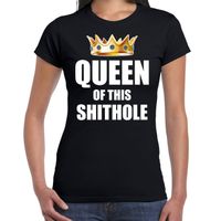 Koningsdag t-shirt Queen of this shit hole zwart voor dames - thumbnail