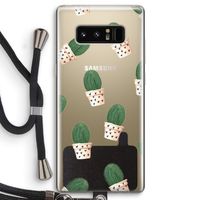 Cactusprint roze: Samsung Galaxy Note 8 Transparant Hoesje met koord