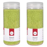 Hobby Fijn decoratie zand korrels - 2x - groen - 475 ml - zandkorrels - knutselmateriaal