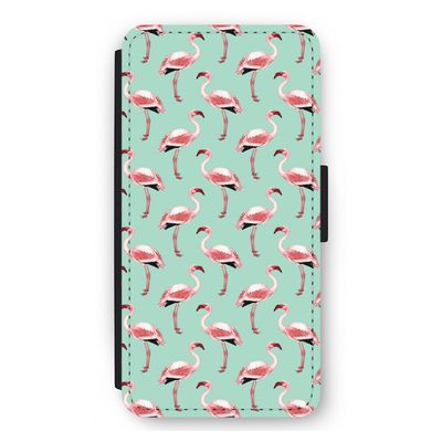 Flamingoprint groen: iPhone 12 Pro Max Flip Hoesje