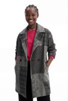 Geklede wollen jas met patch - BLACK - XL