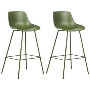 Beliani - EMMET - Barkruk set van 2 - Groen - Synthetisch materiaal