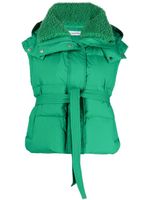 Yves Salomon gilet matelassé à taille ceinturée - Vert