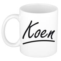 Koen Naam koffiemok - beker - met sierlijke letters - wit - 300 ml - Cadeau - Heren
