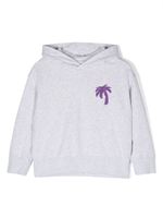 Palm Angels Kids hoodie en coton à imprimé palmier - Gris - thumbnail