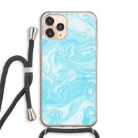 Waterverf blauw: iPhone 11 Pro Max Transparant Hoesje met koord