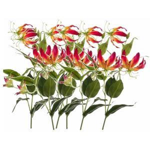 Gloriosa/Klimlelie kunstbloemen/kunstplanten - 6x - rood/geel - 75 cm