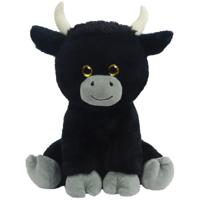 Knuffeldier Stier/koe Herman - zachte pluche stof - dieren knuffels - zwart - 24 cm - thumbnail