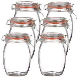 Voorraadpot/bewaarpot - 10x - 1L - glas - met beugelsluiting - D10 x H17 cm