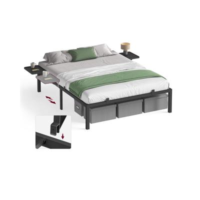 Metalen bedframe met opbergplanken, 160 x 200 cm