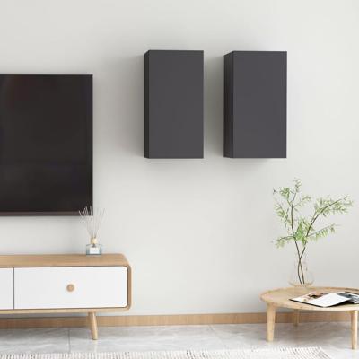 Tv-meubels 2 st 30,5x30x60 cm bewerkt hout grijs